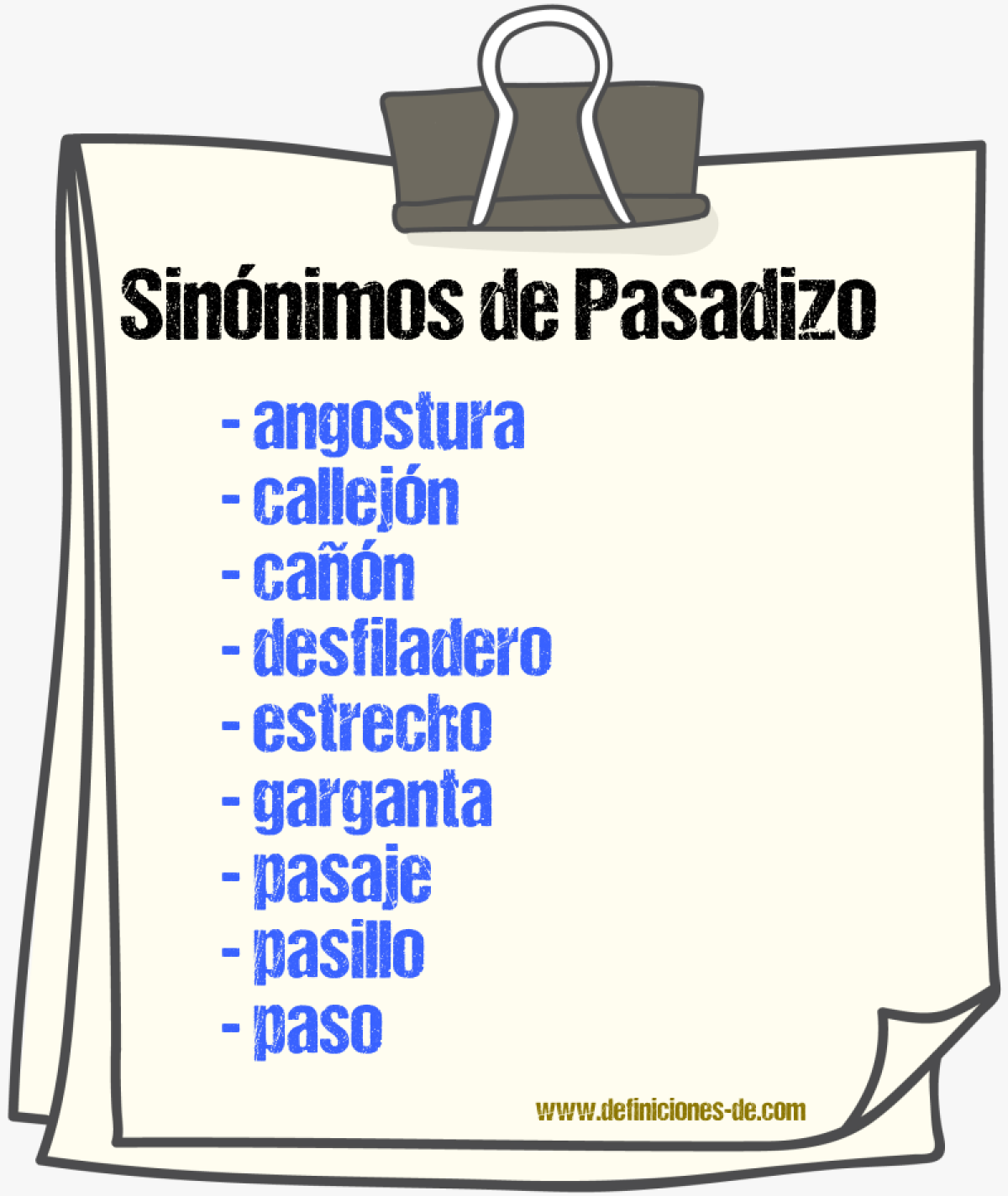 Sinnimos de pasadizo