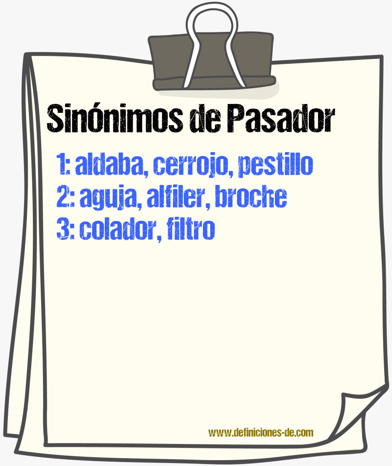 Sinnimos de pasador