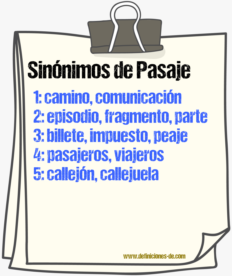 Sinnimos de pasaje