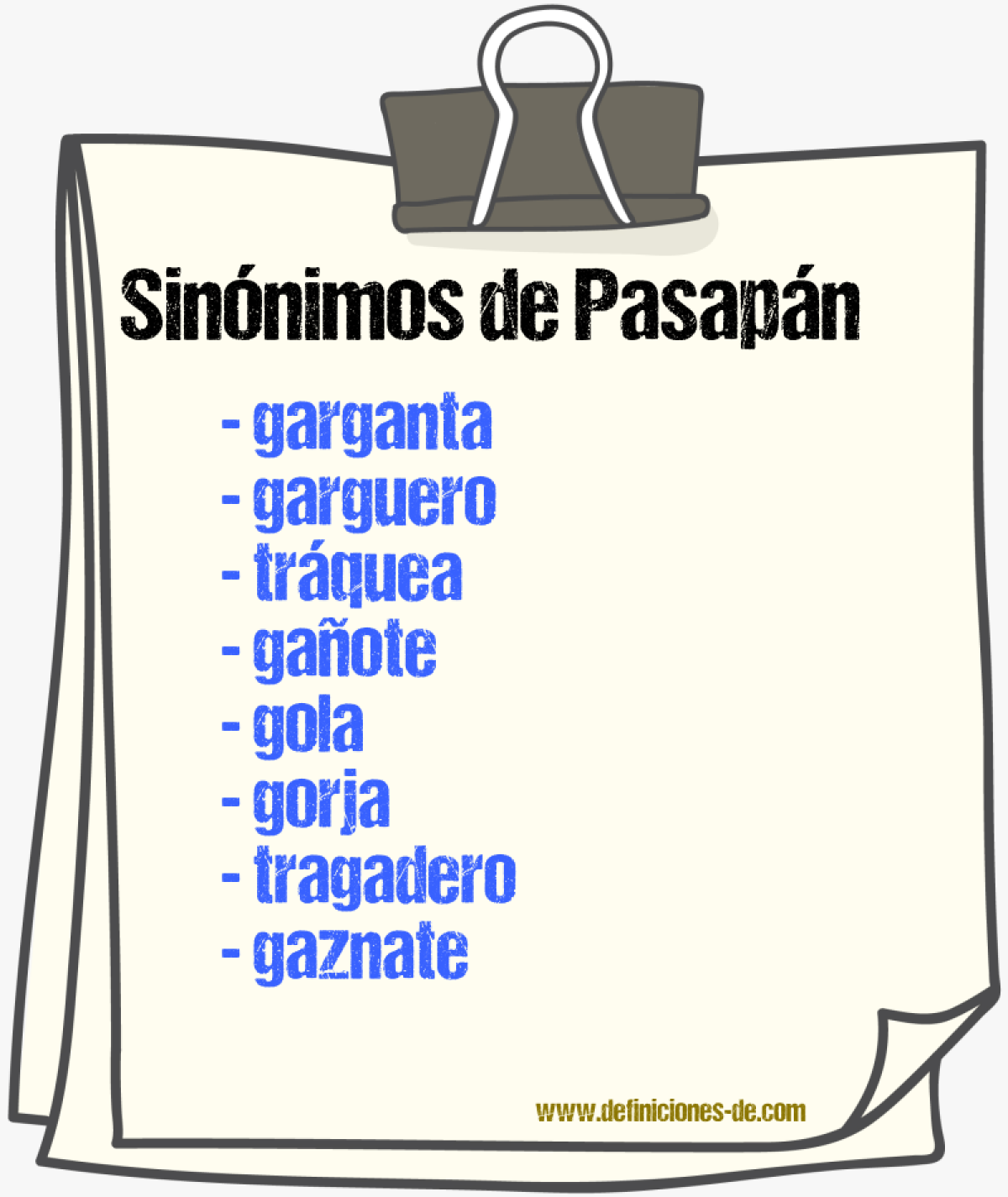 Sinnimos de pasapn