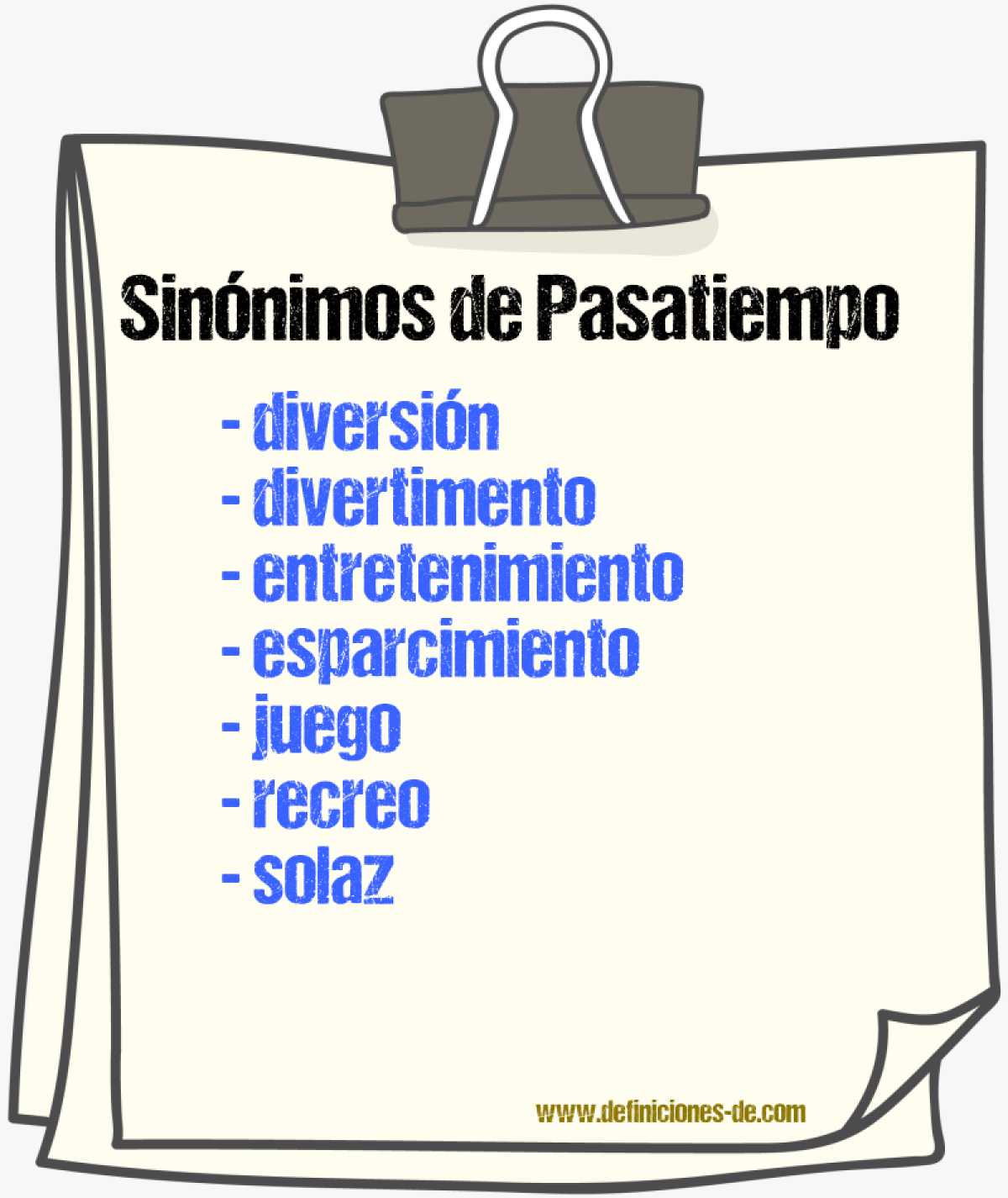 Sinnimos de pasatiempo