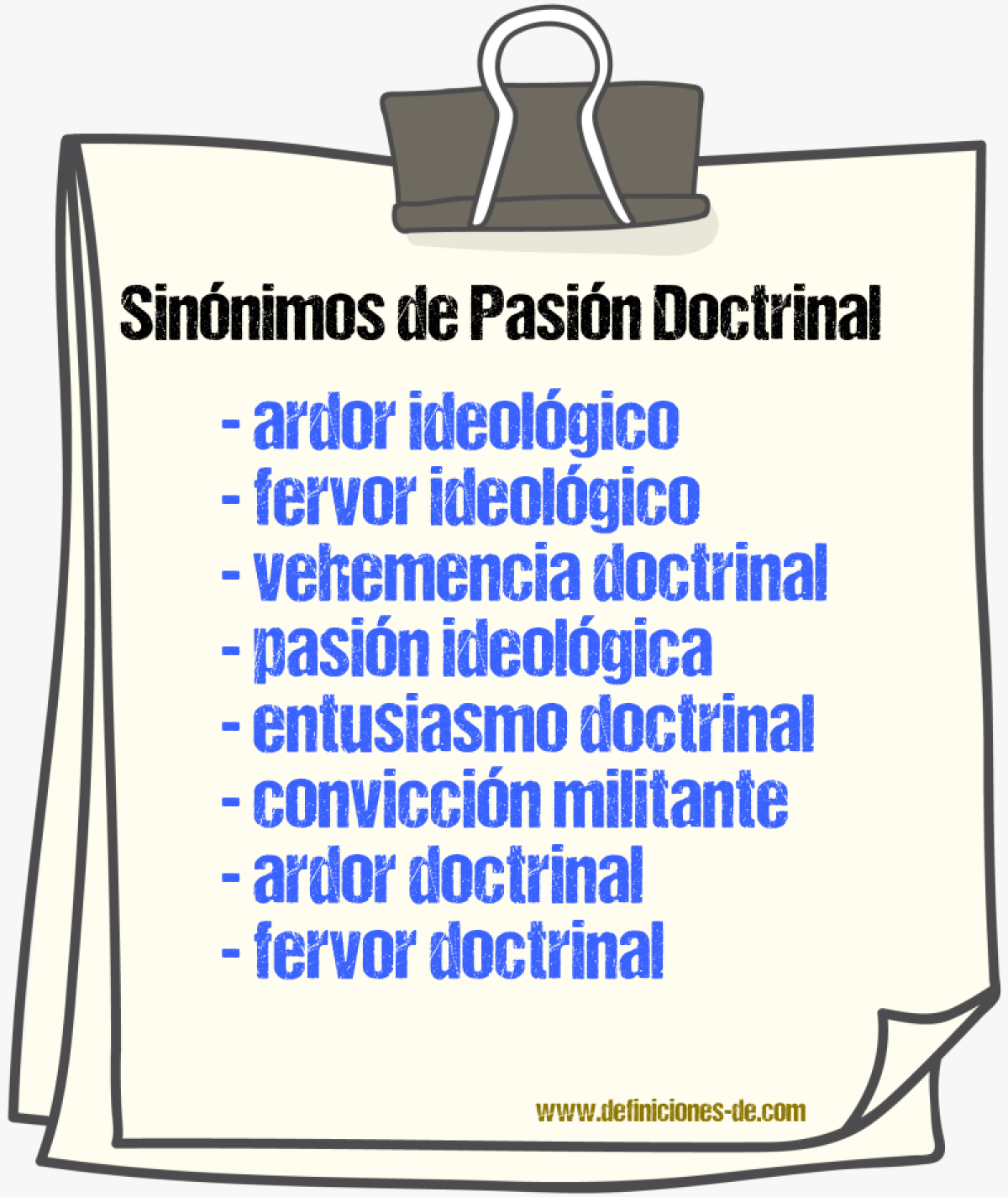 Sinónimos de pasión doctrinal