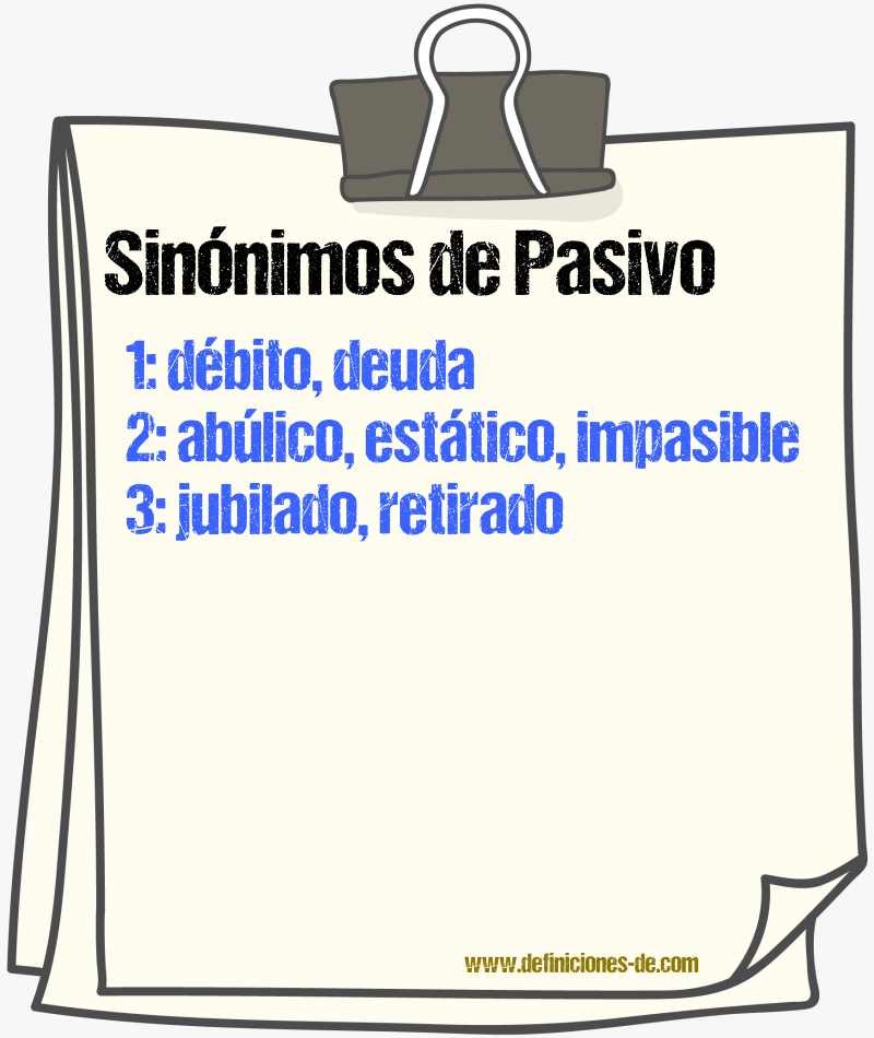 Sinnimos de pasivo