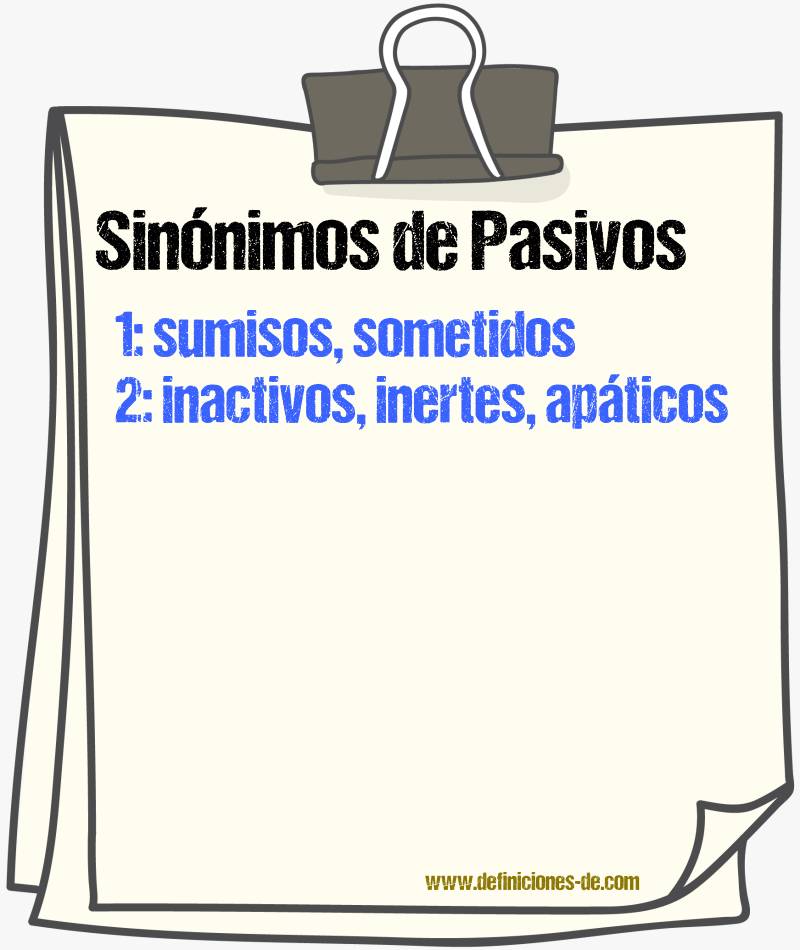 Sinónimos de pasivos
