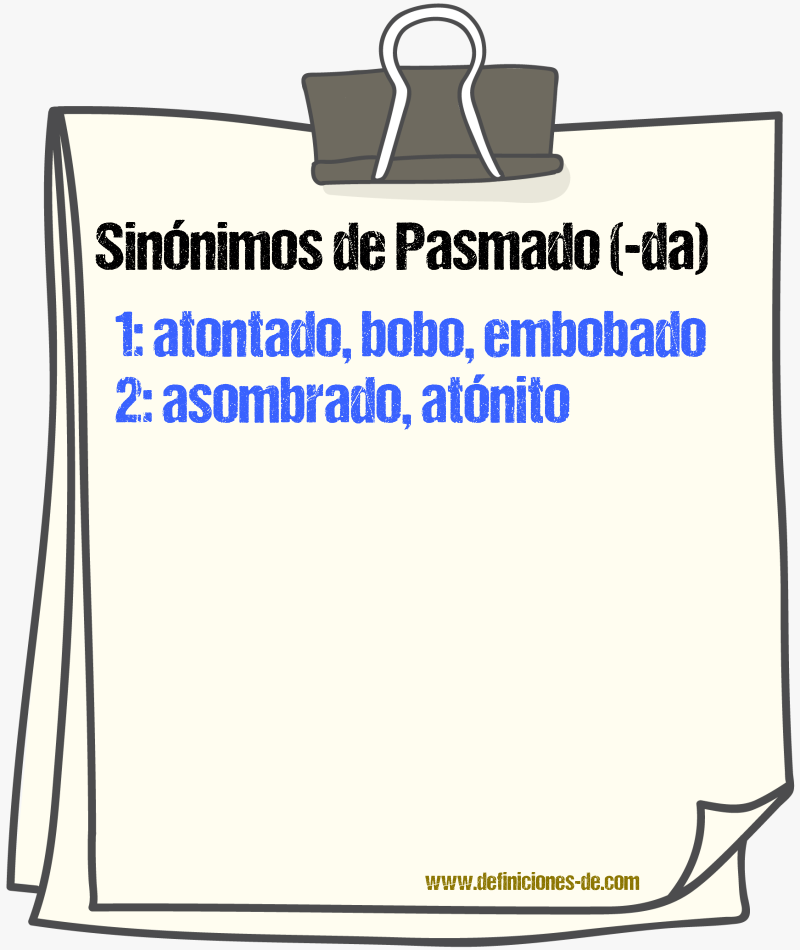 Sinnimos de pasmado