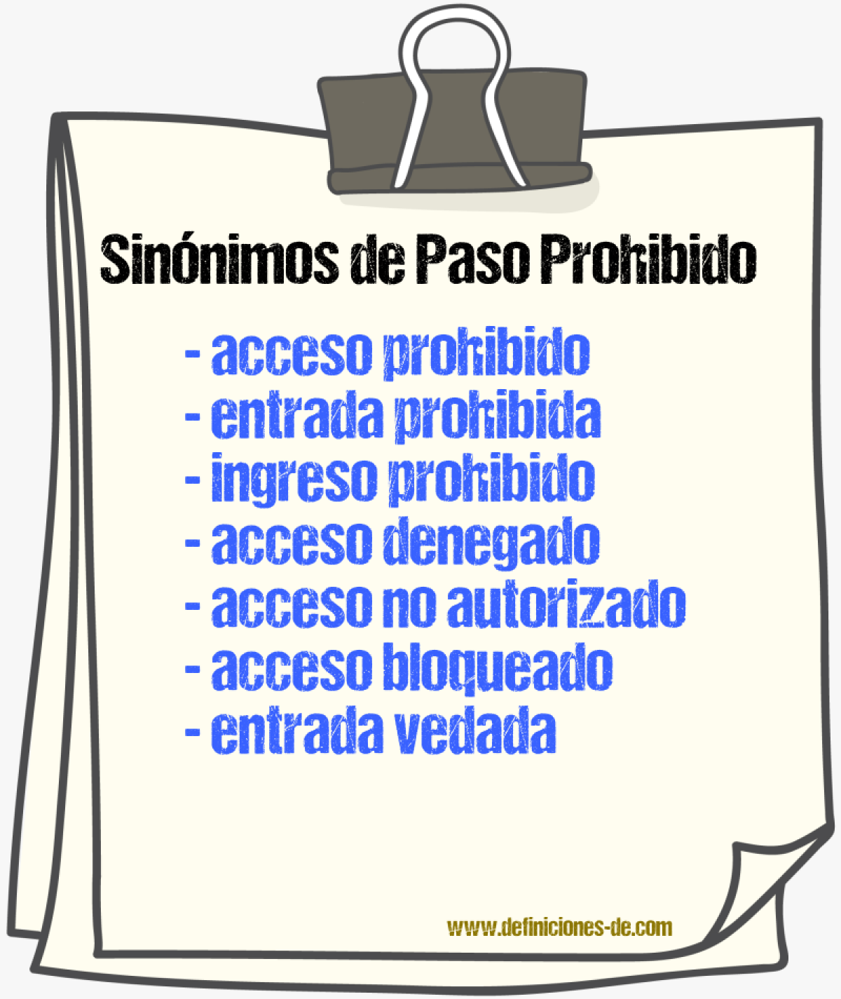 Sinónimos de paso prohibido