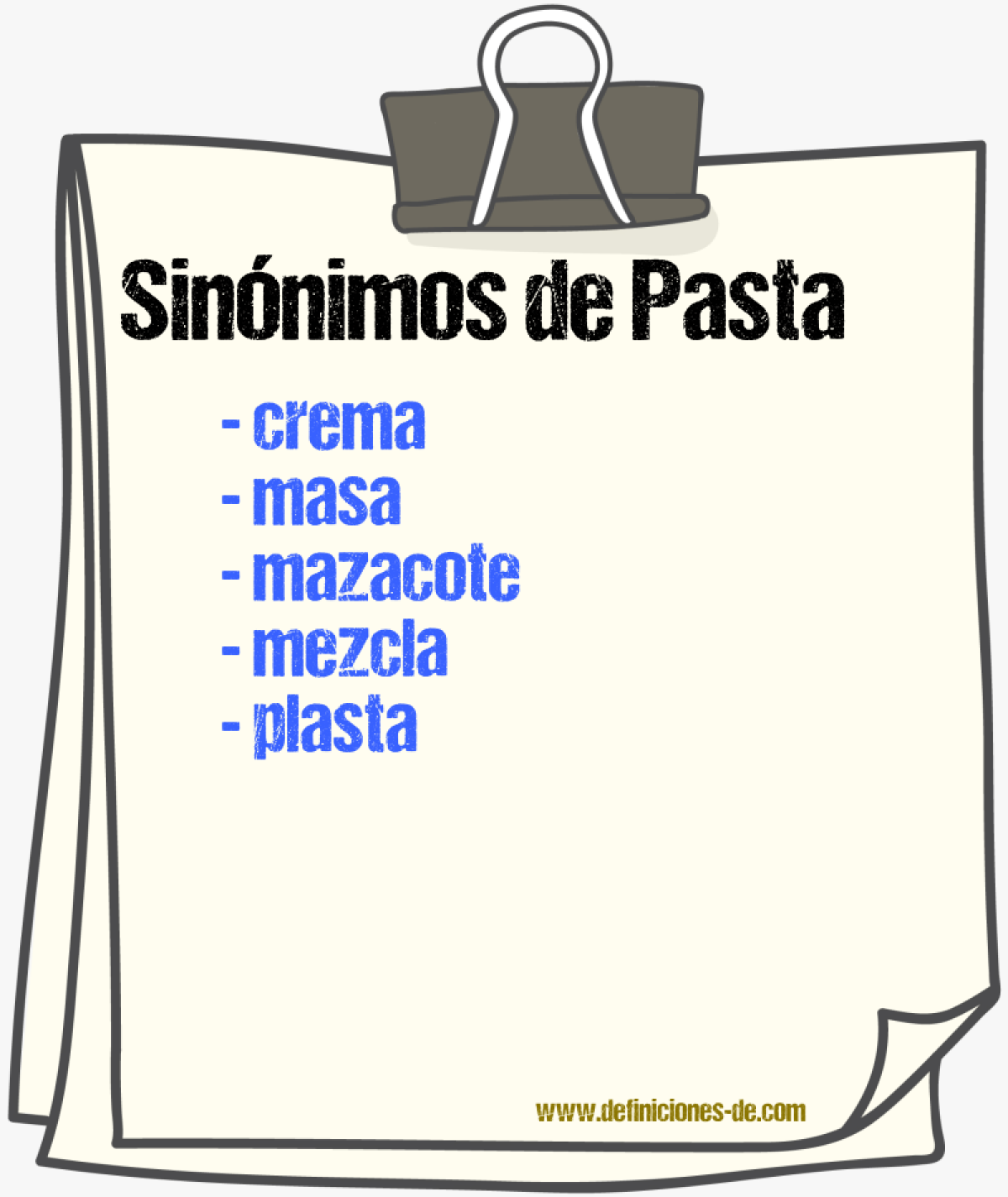 Sinnimos de pasta