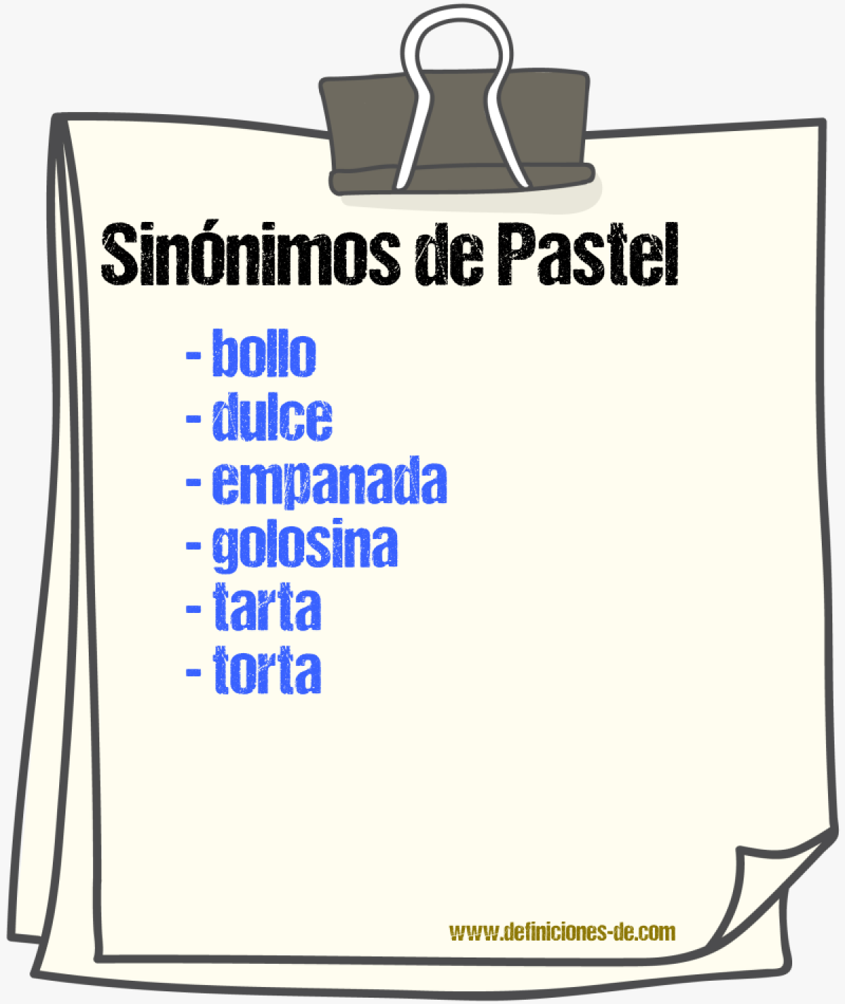 Sinnimos de pastel