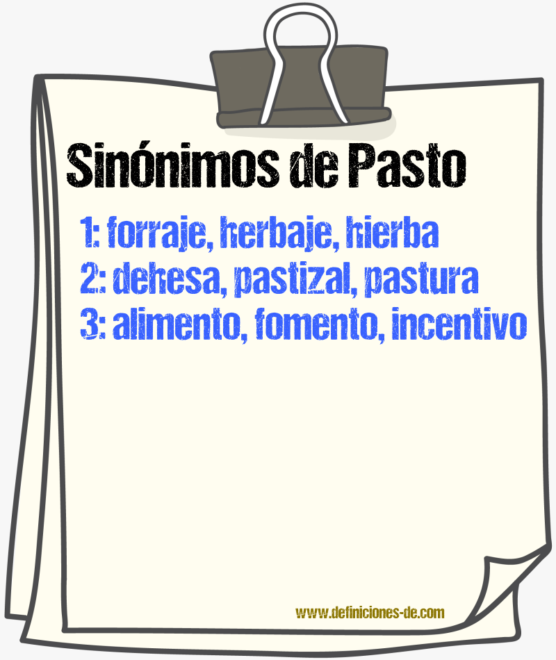 Sinnimos de pasto