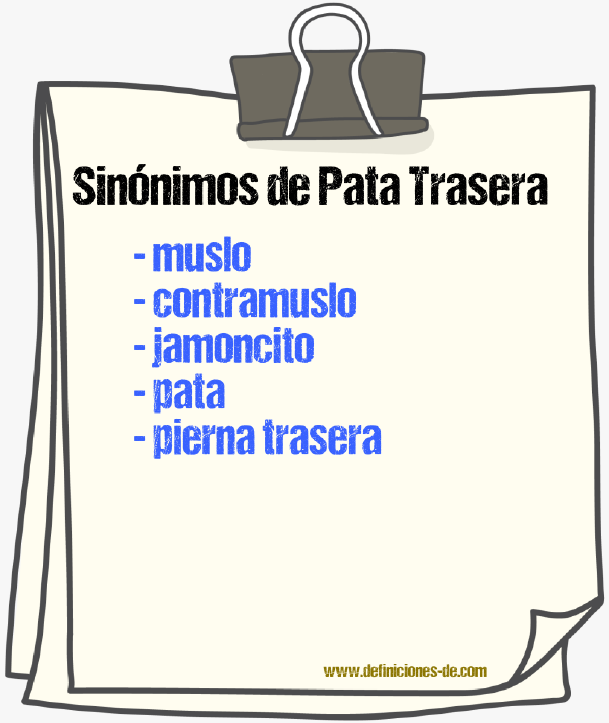 Sinónimos de pata trasera