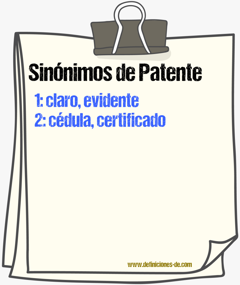 Sinnimos de patente