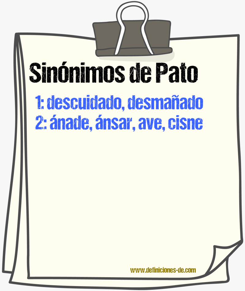 Sinnimos de pato