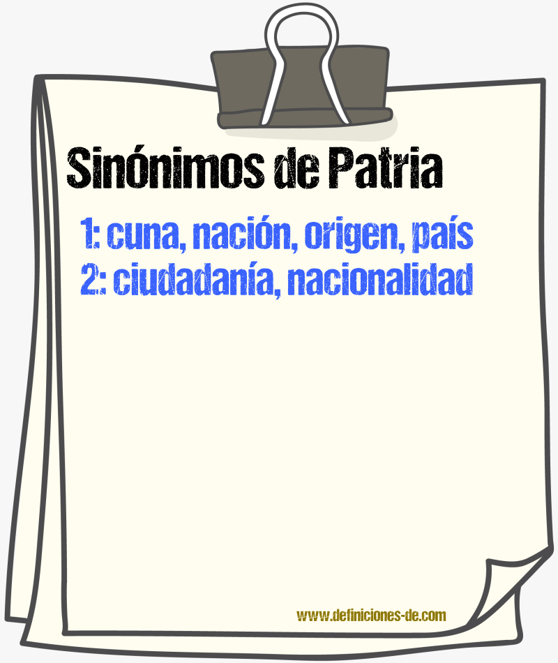 Sinnimos de patria