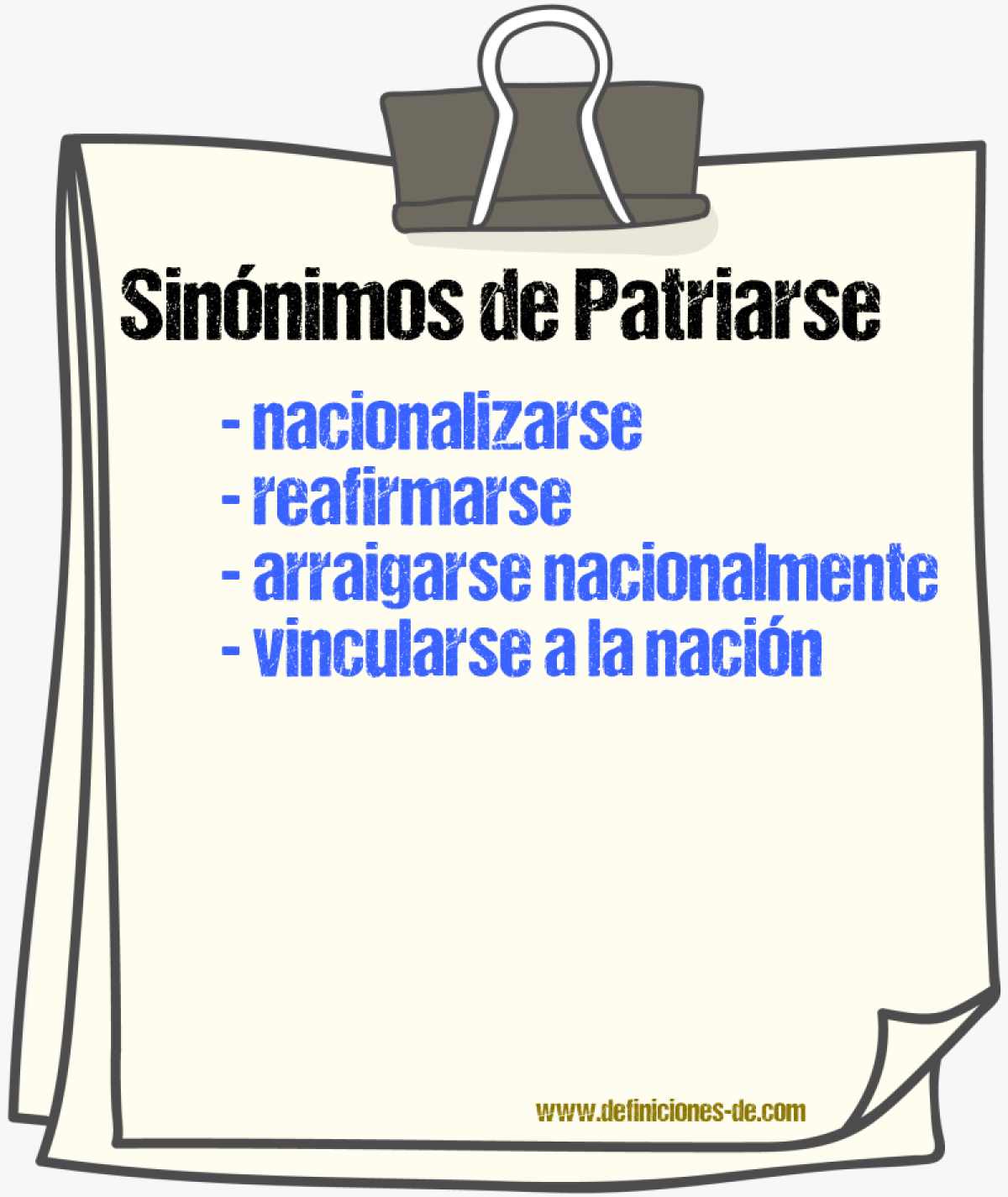 Sinónimos de patriarse