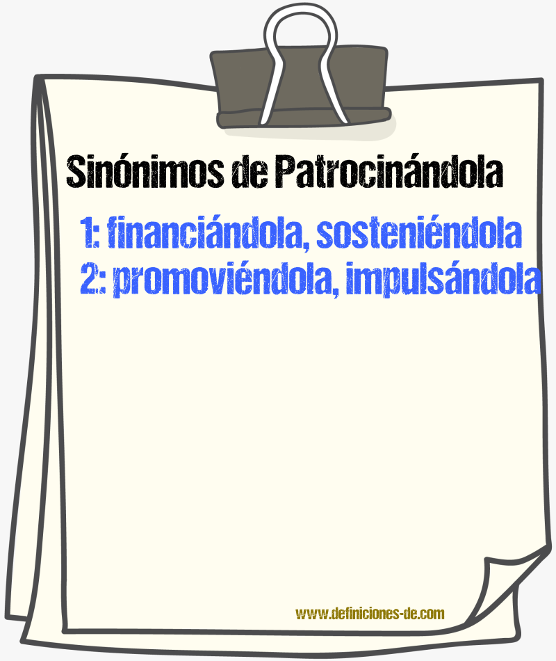 Sinónimos de patrocinándola