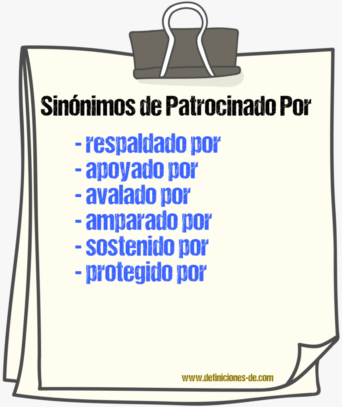 Sinónimos de patrocinado por