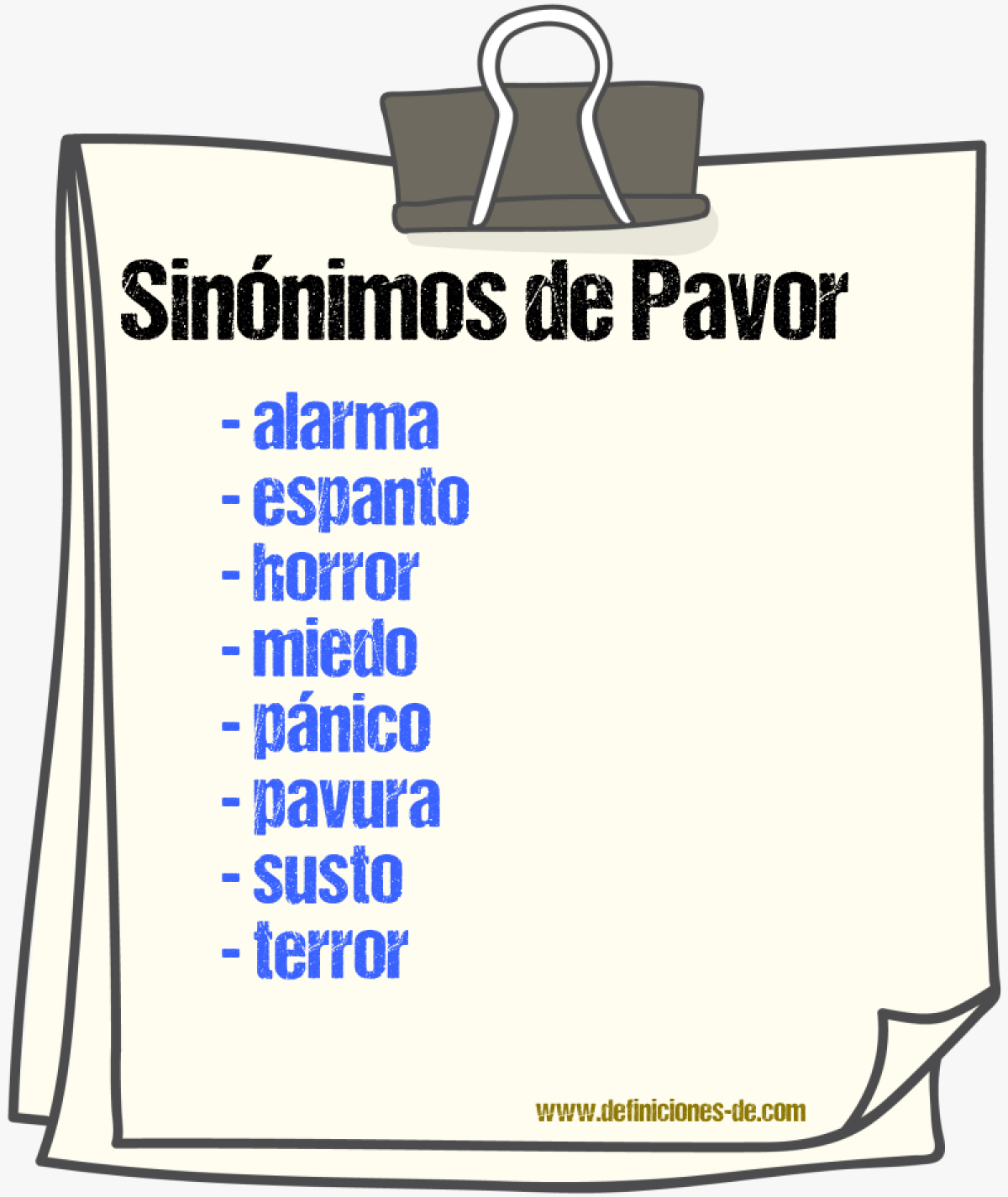 Sinnimos de pavor