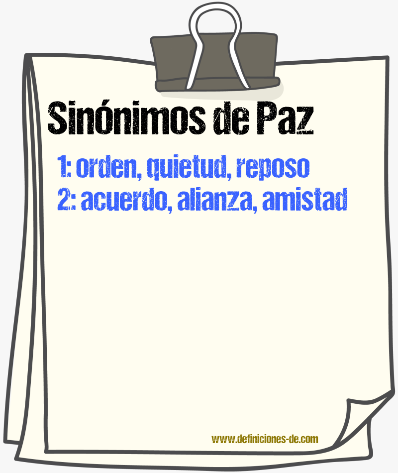 Sinnimos de paz