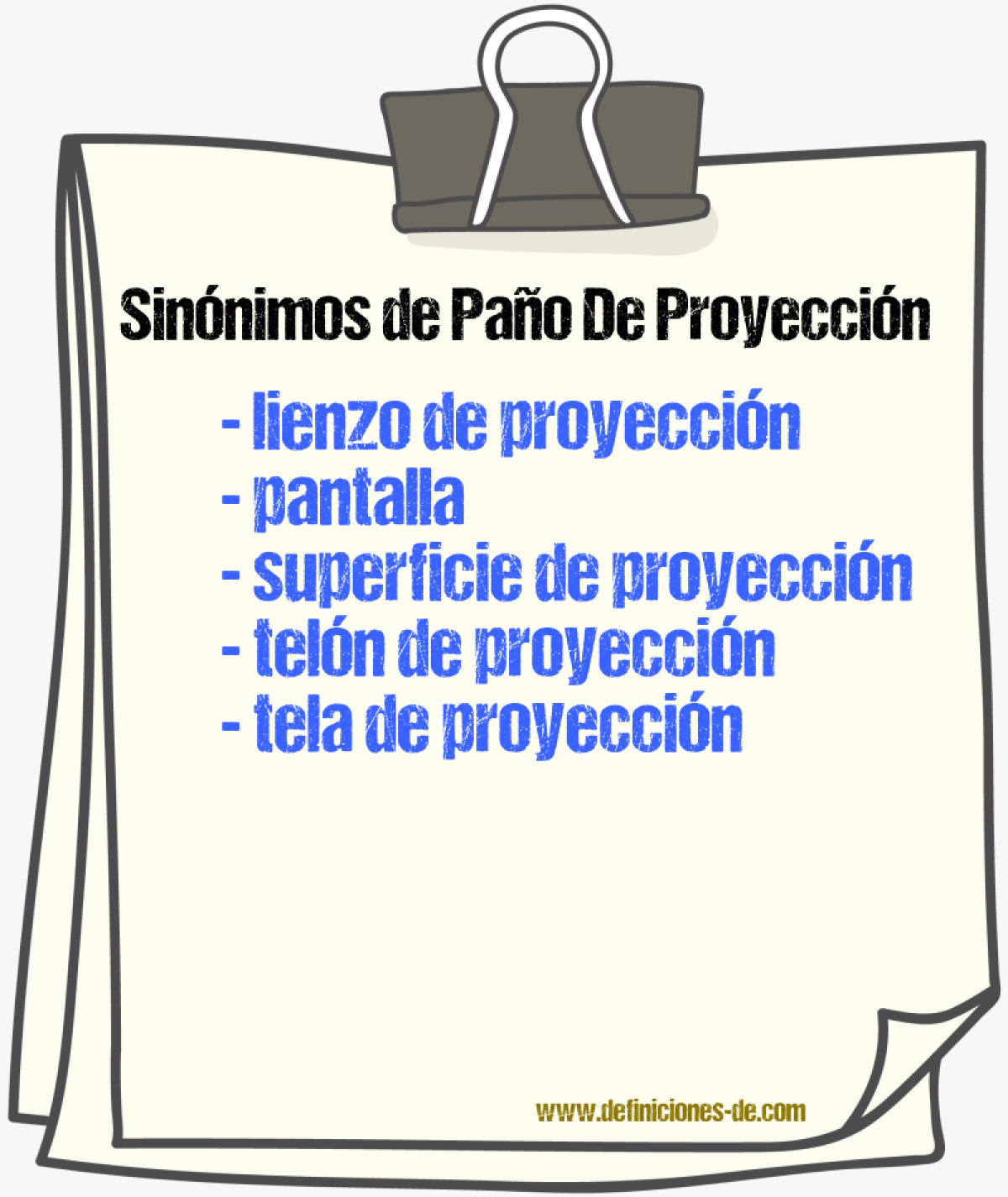 Sinónimos de paño de proyección