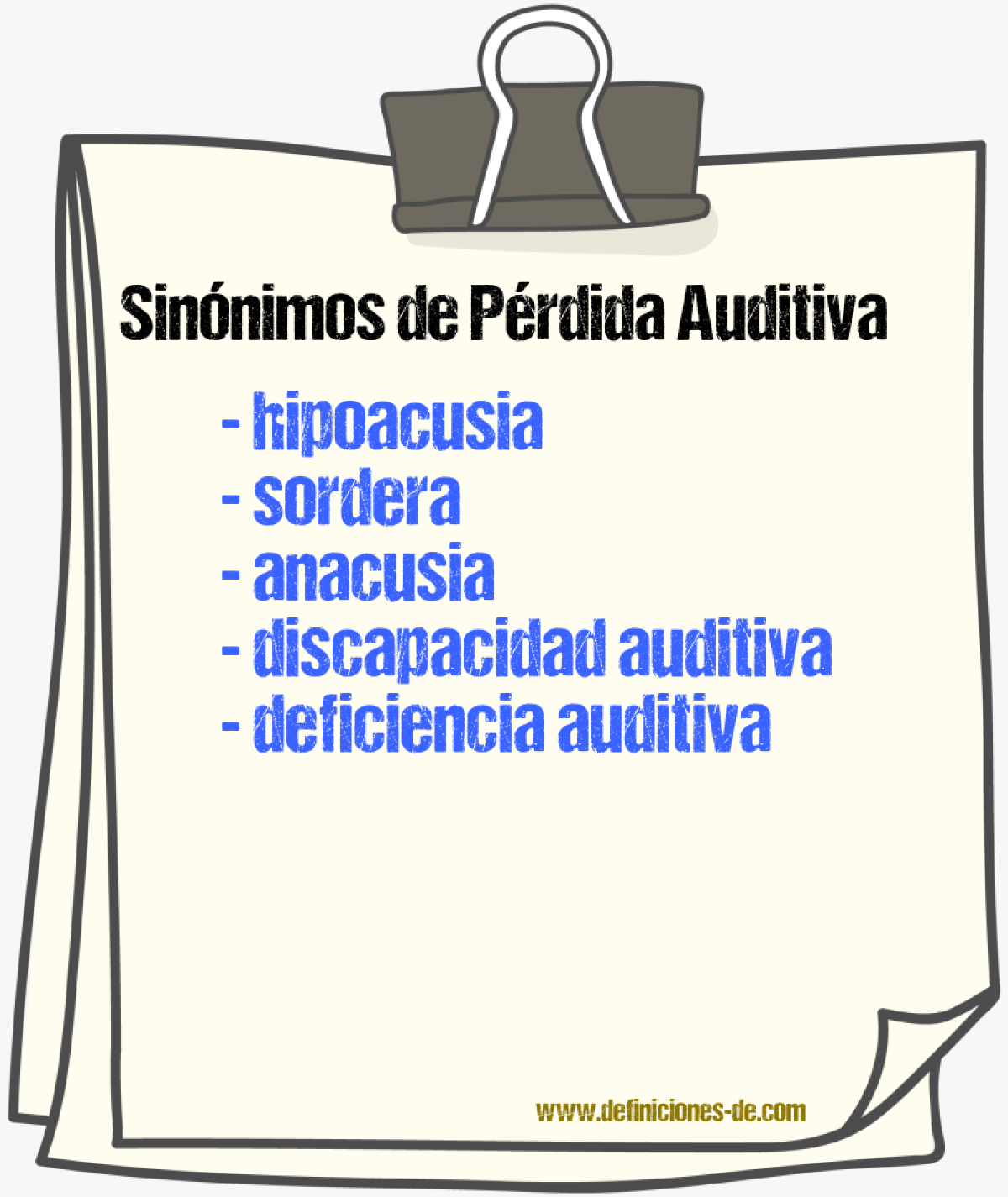 Sinónimos de pérdida auditiva