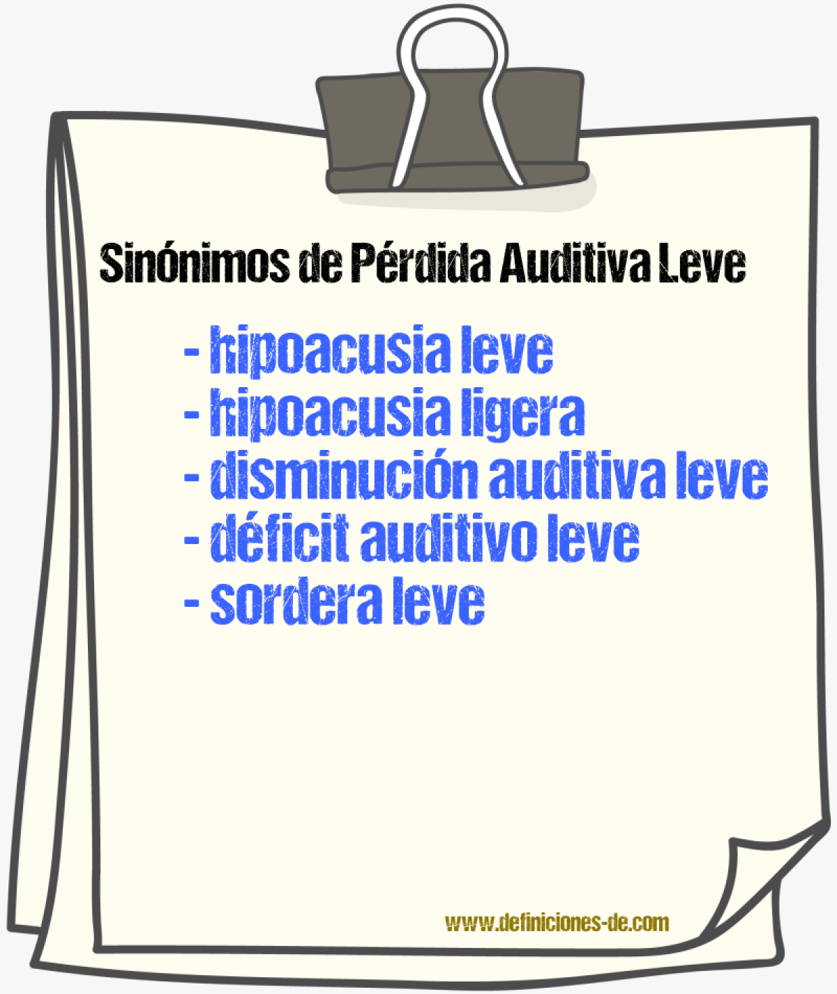 Sinónimos de pérdida auditiva leve