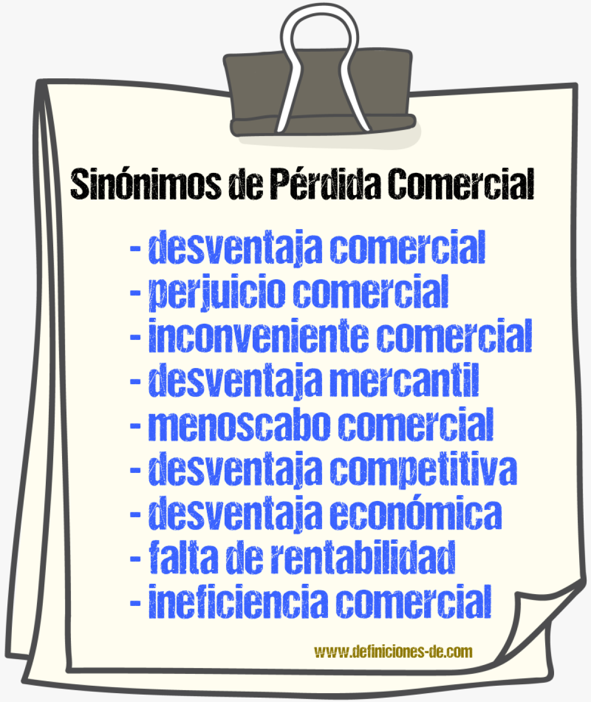 Sinónimos de pérdida comercial