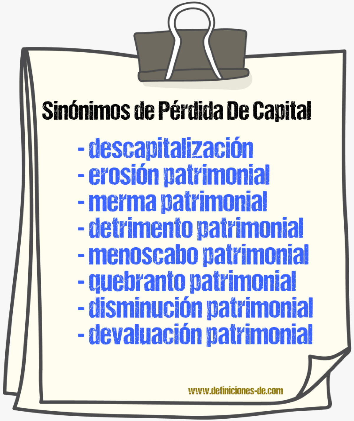 Sinónimos de pérdida de capital