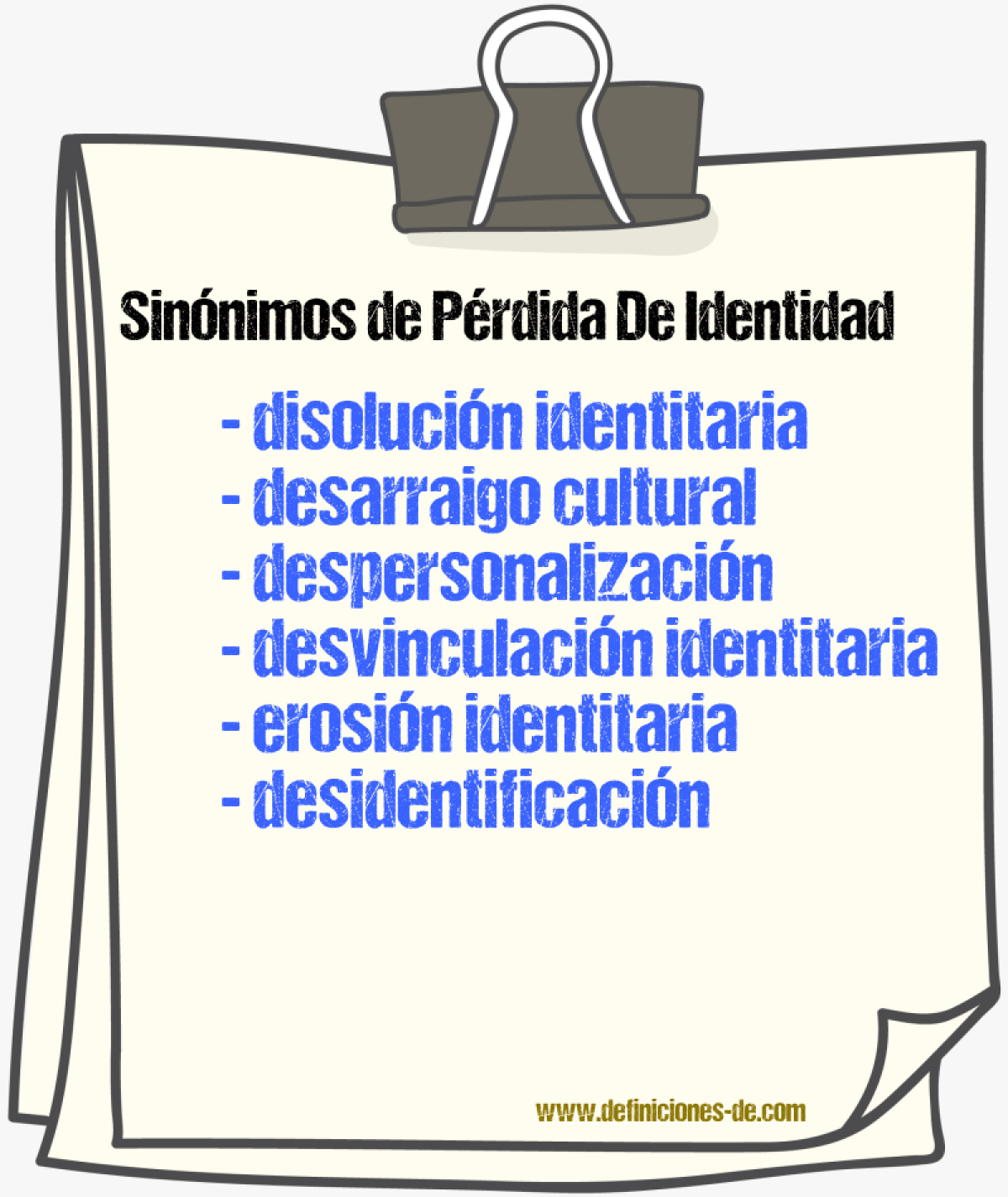 Sinónimos de pérdida de identidad