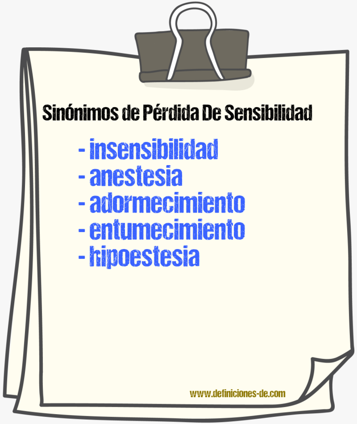 Sinónimos de pérdida de sensibilidad