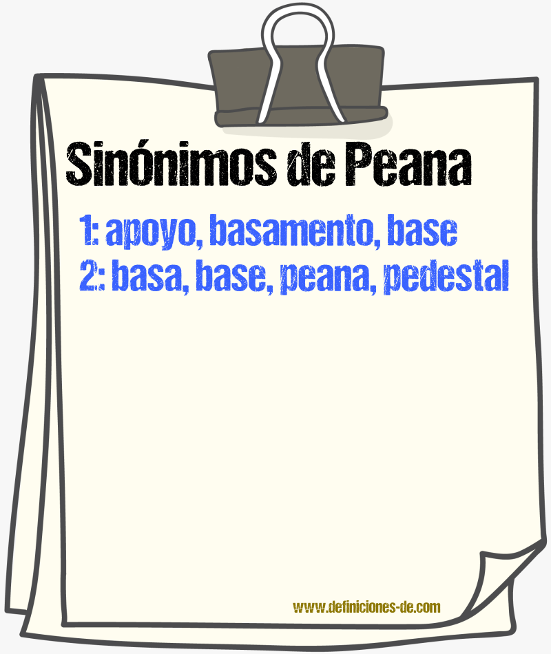 Sinnimos de peana