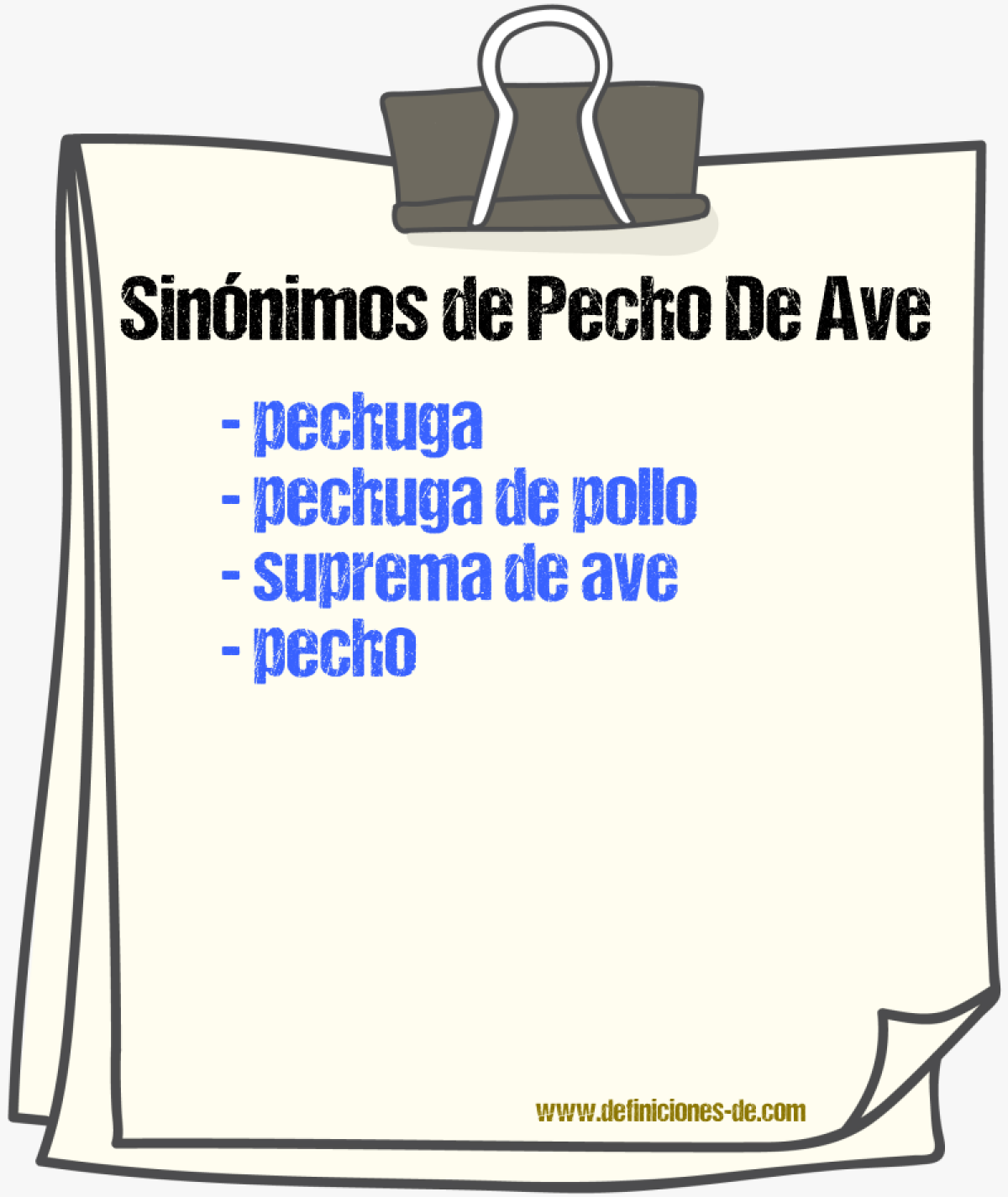 Sinónimos de pecho de ave