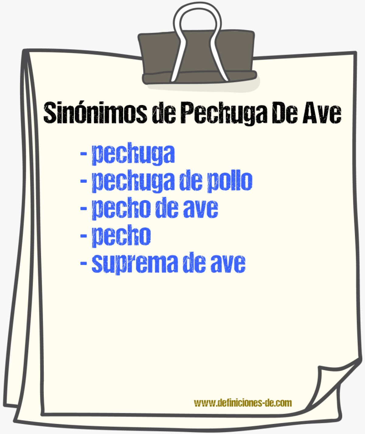 Sinónimos de pechuga de ave