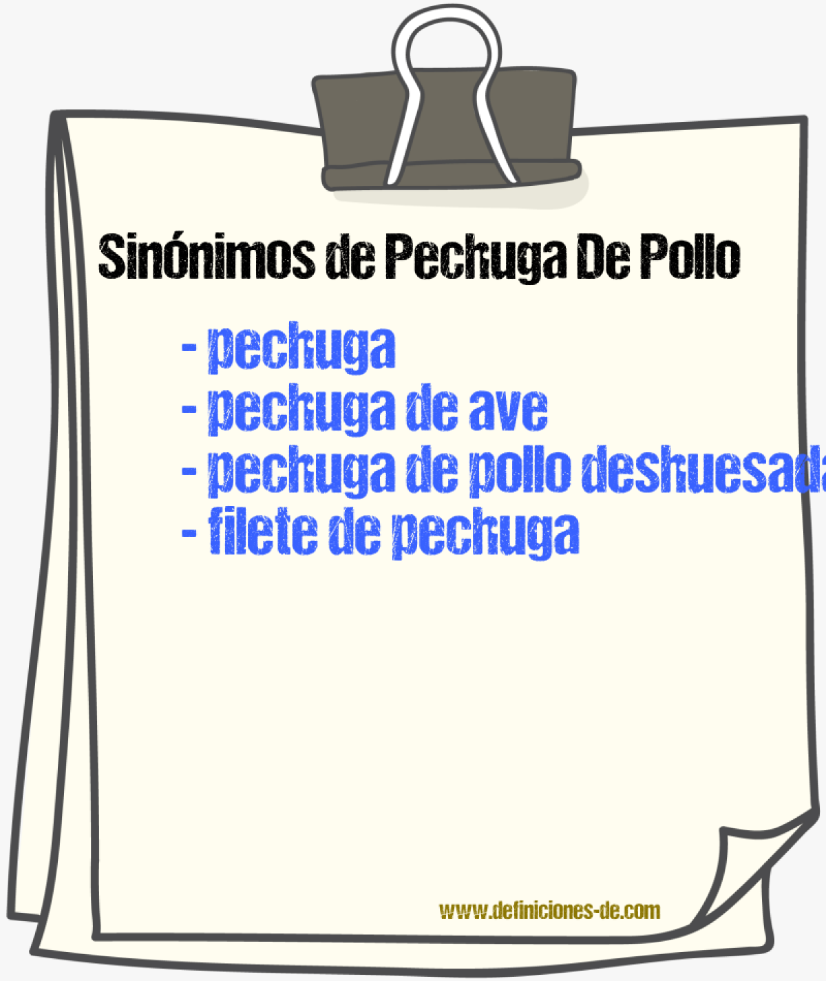 Sinónimos de pechuga de pollo