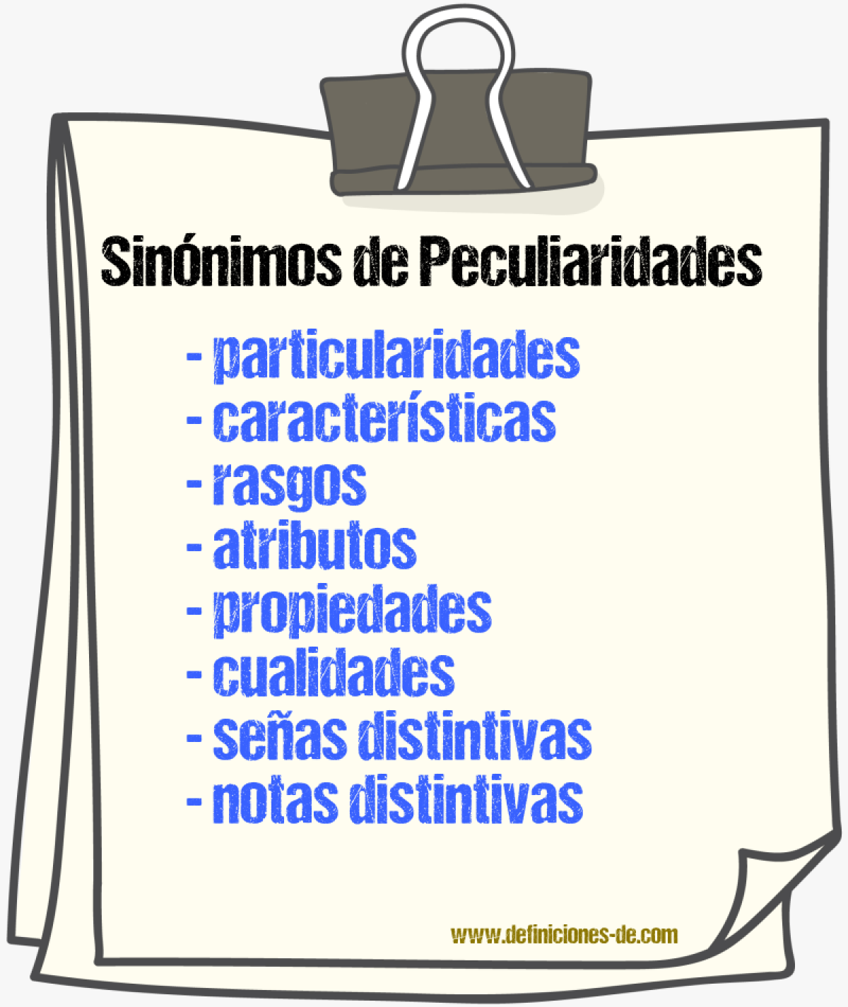 Sinónimos de peculiaridades