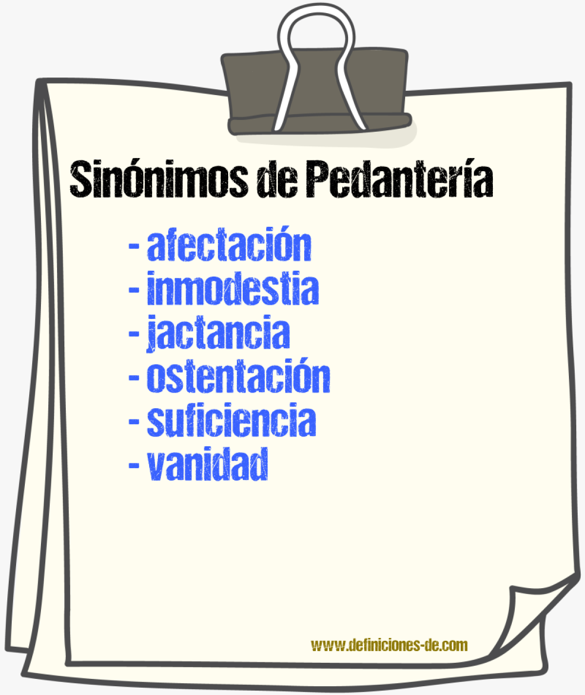 Sinnimos de pedantera