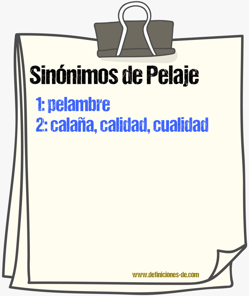 Sinnimos de pelaje