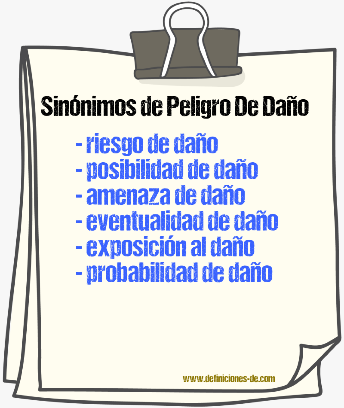Sinónimos de peligro de daño