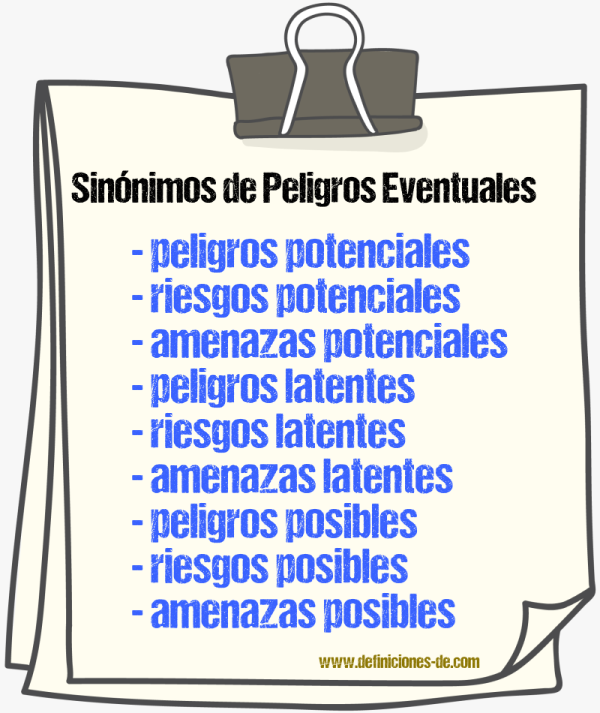 Sinónimos de peligros eventuales