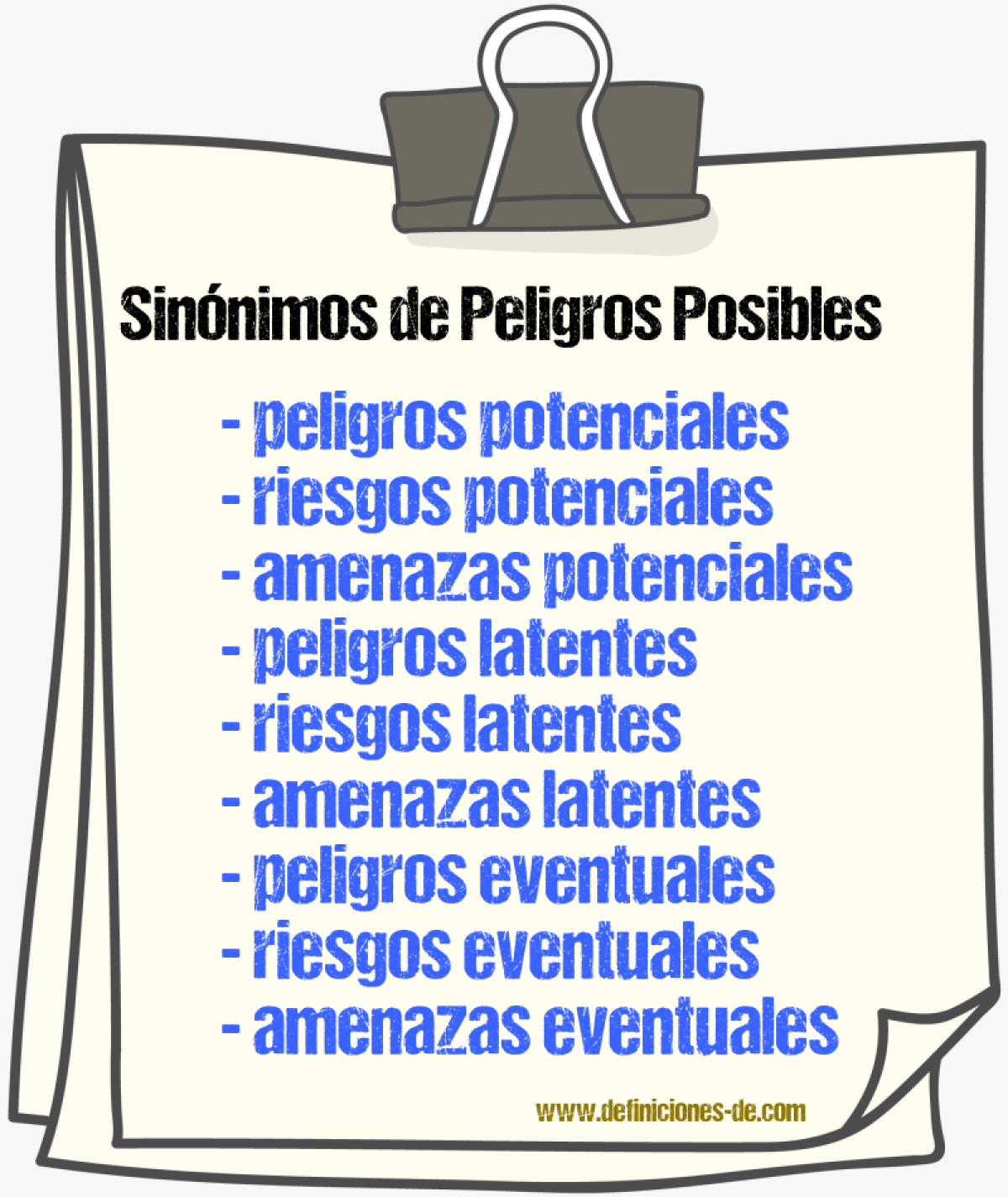 Sinónimos de peligros posibles