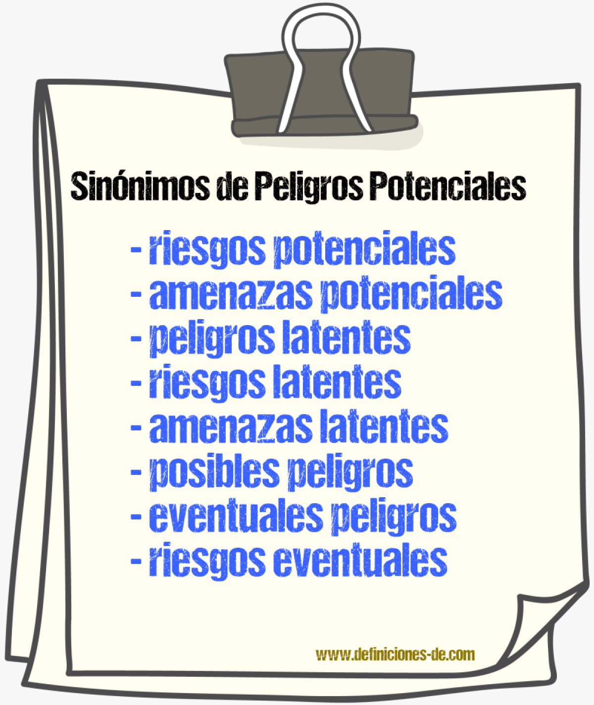 Sinónimos de peligros potenciales