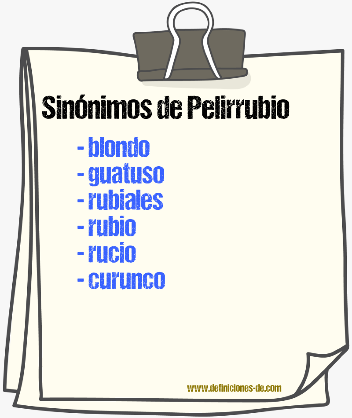 Sinnimos de pelirrubio