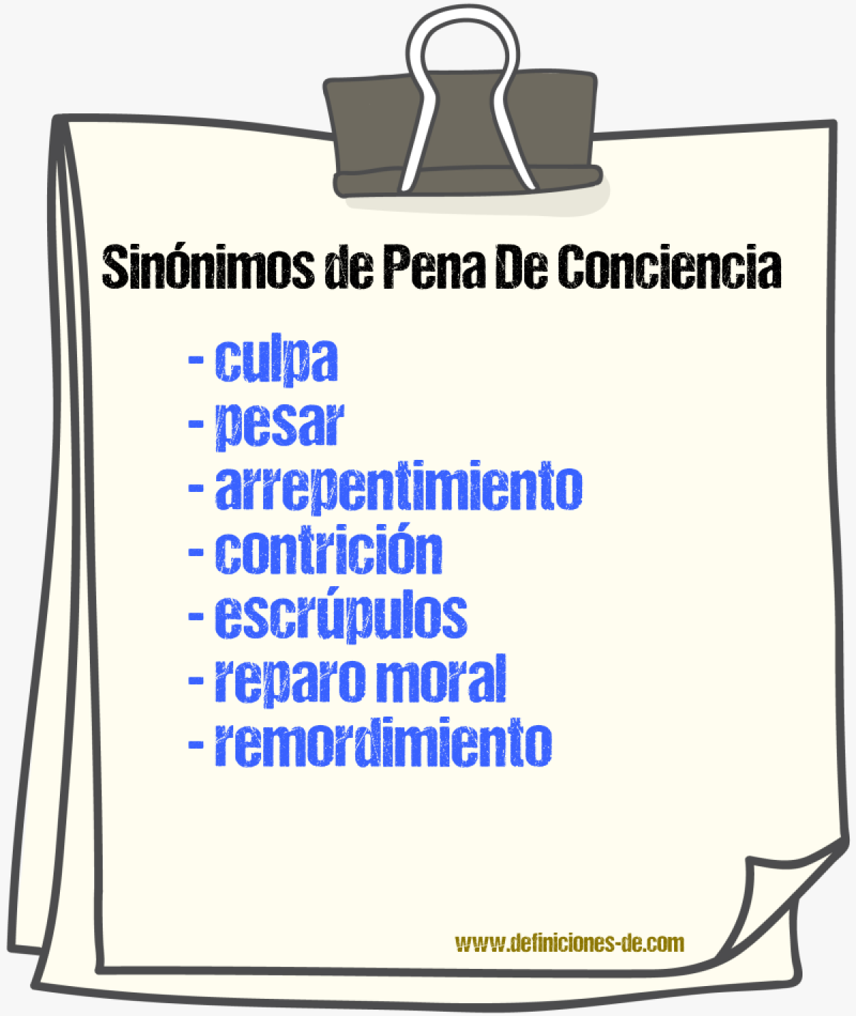 Sinónimos de pena de conciencia