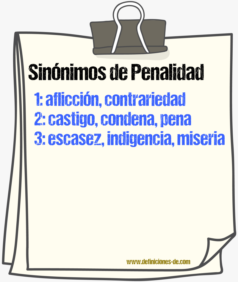 Sinnimos de penalidad