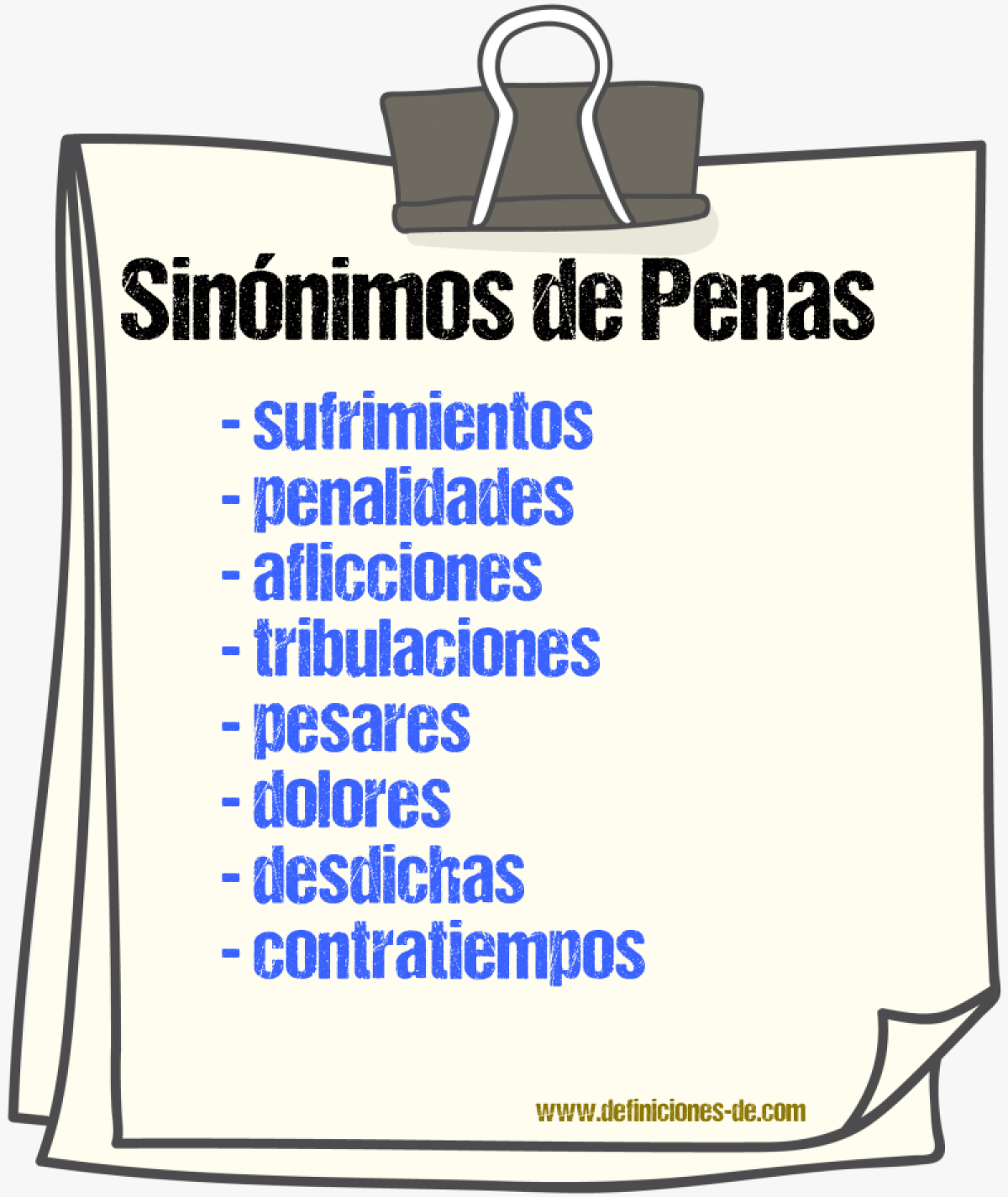 Sinónimos de penas