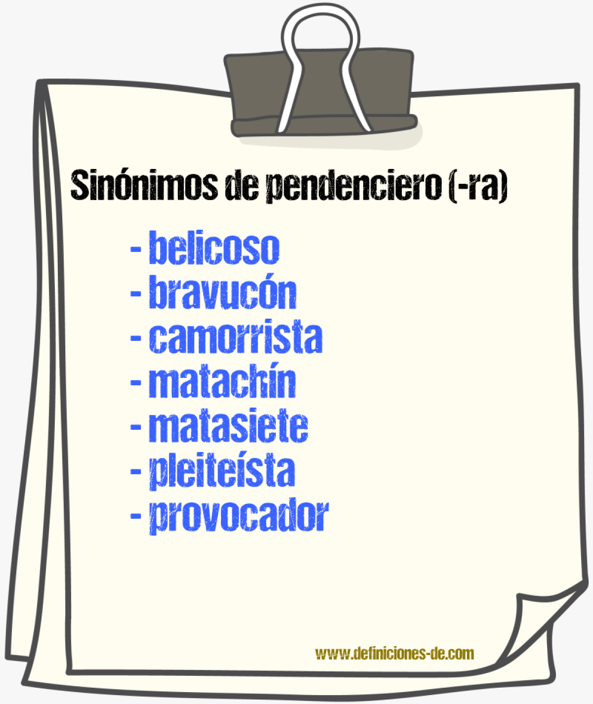 Sinnimos de pendenciero