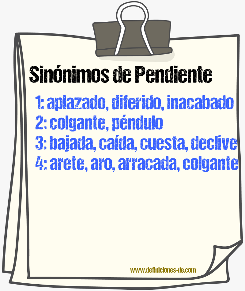 Sinnimos de pendiente