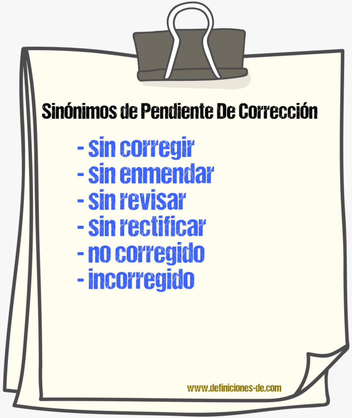 Sinónimos de pendiente de corrección