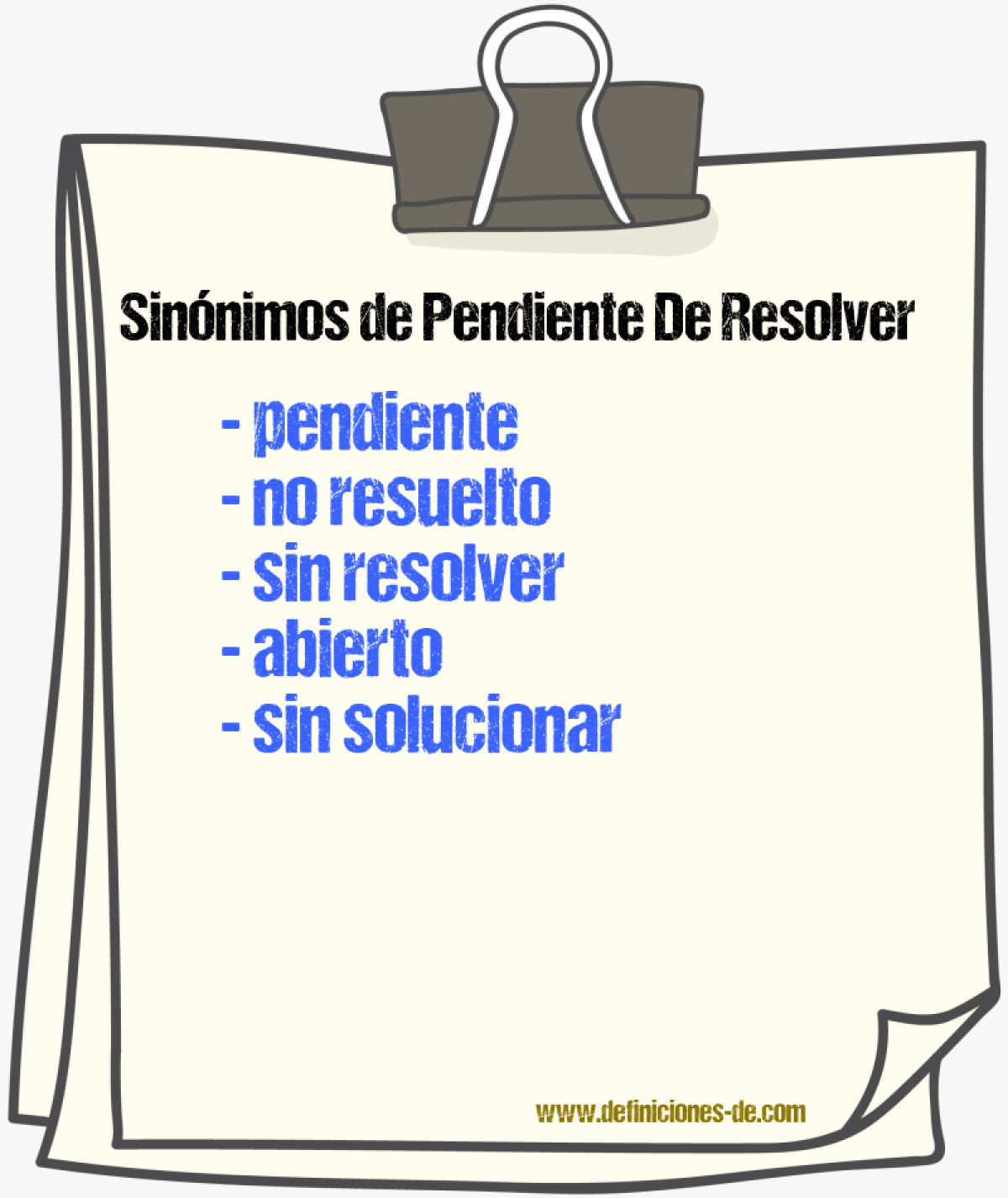 Sinónimos de pendiente de resolver