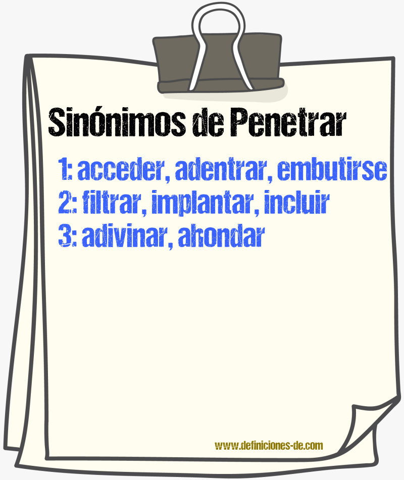 Sinnimos de penetrar