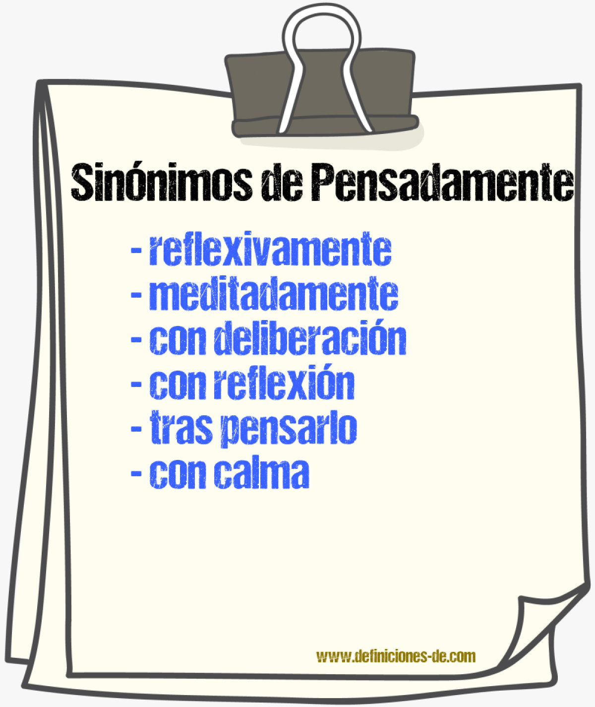 Sinónimos de pensadamente